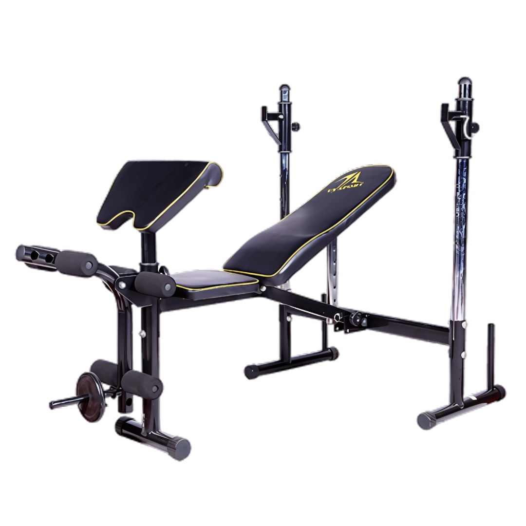 Press Banca con Predicador y Extensión de Piernas