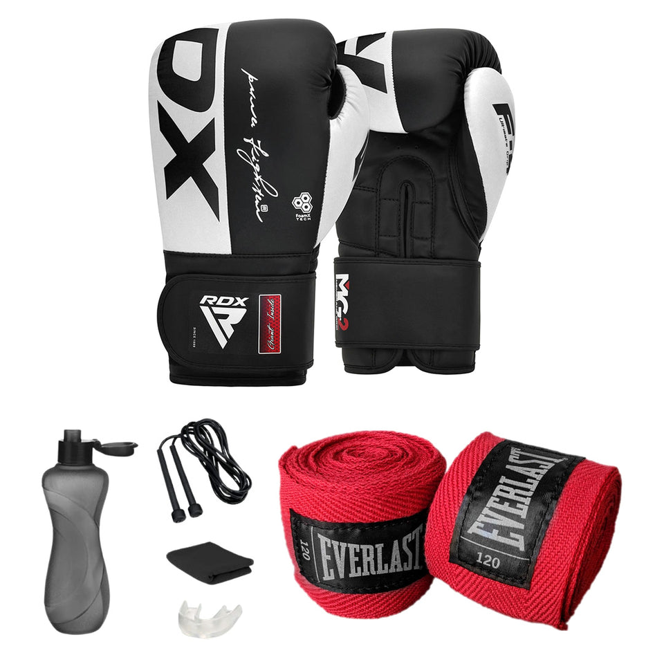 Combo Guantes RDX F4 negro con accesorios