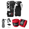 Combo Guantes RDX F4 negro con accesorios
