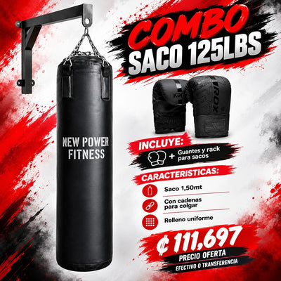 Combo Saco de Boxeo 125 lb New Power Fitness