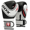 Guantes de boxeo RDX 4B Robo Kids JBG blanco con negro - MMA Equipamientos CR