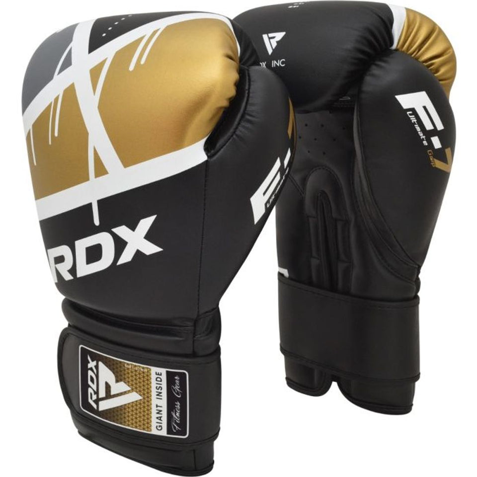 Guantes de boxeo RDX F7 Ego negro con dorado - MMA Equipamientos Costa Rica
