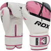 Guantes de boxeo RDX F7P Ego blanco con rosa 12 oz - MMA Equipamientos Costa Rica