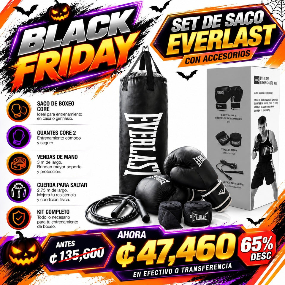 Set de Saco Everlast Boxing Core Kit con accesorios - oferta